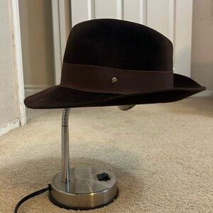 Helen Kaminski Brown Rabbit Fur Felt Fedora Hat One Size